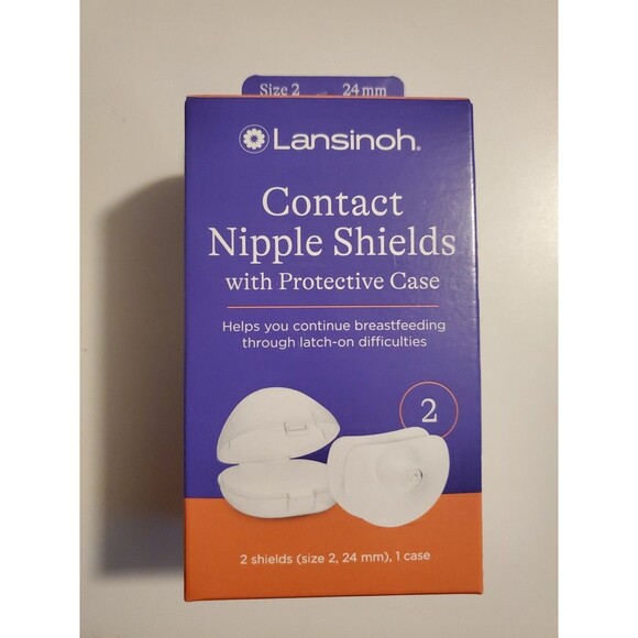 Lansinoh Contact Nipple Breasfeeding Shields w/Protective Case (24 mm) 2 ct - Picture 1 of 7